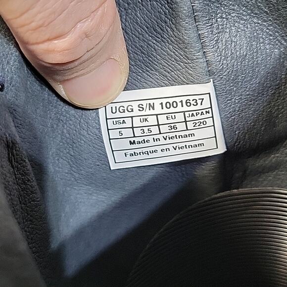 UGG Black Leather Tall Harness Boots Womens Size 5 - Picture 12 of 16